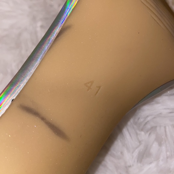 OnlyMaker iridescent silver open toe heels size 41 - Picture 10 of 14